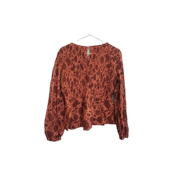 UNIVERSAL Thread Women's Coral Floral Cotton/Rayon/Spandex Smocked Balloon Sleev - Picture 7 of 9